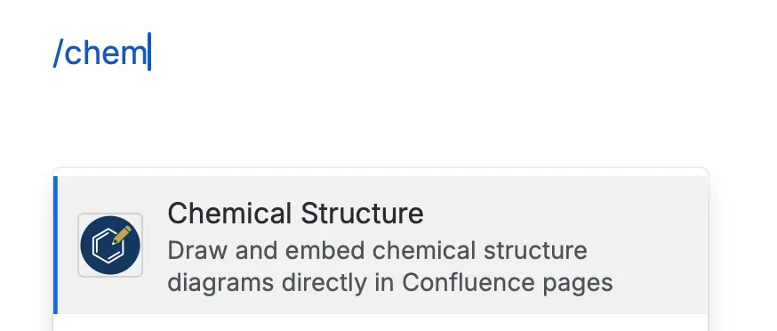 Inserting the Chemical Structures macro in Confluence edit mode